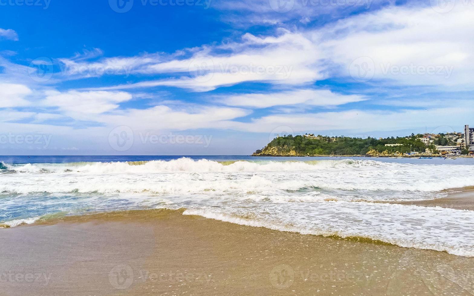 Extremely huge big surfer waves at beach Puerto Escondido Mexico. photo