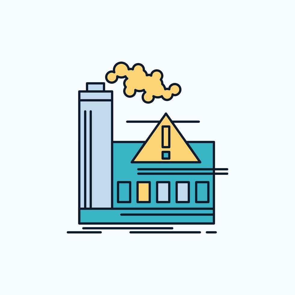 pollution. Factory. Air. Alert. industry Flat Icon. green and Yellow sign and symbols for website and Mobile appliation. vector illustration