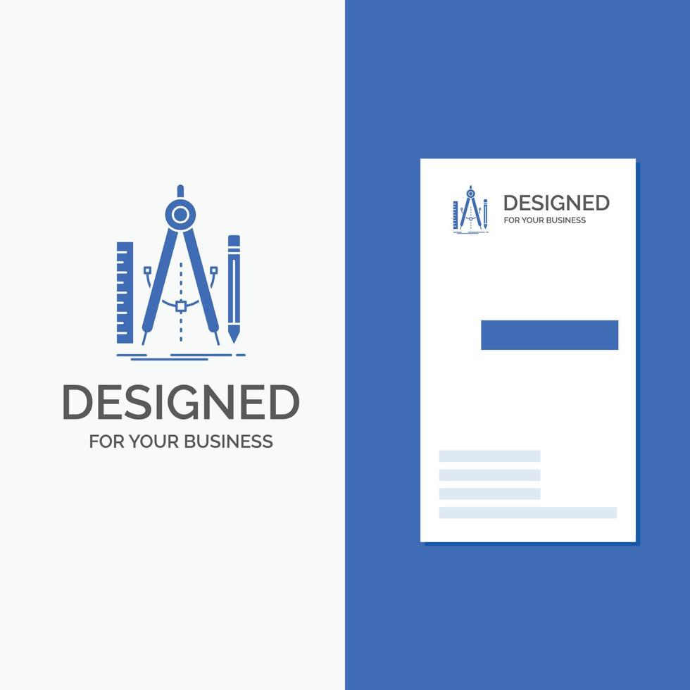 Business Logo for Build. design. geometry. math. tool. Vertical Blue Business .Visiting Card template. vector