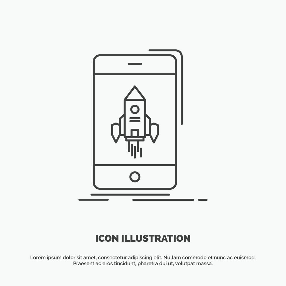 game. gaming. start. mobile. phone Icon. Line vector gray symbol for UI and UX. website or mobile application