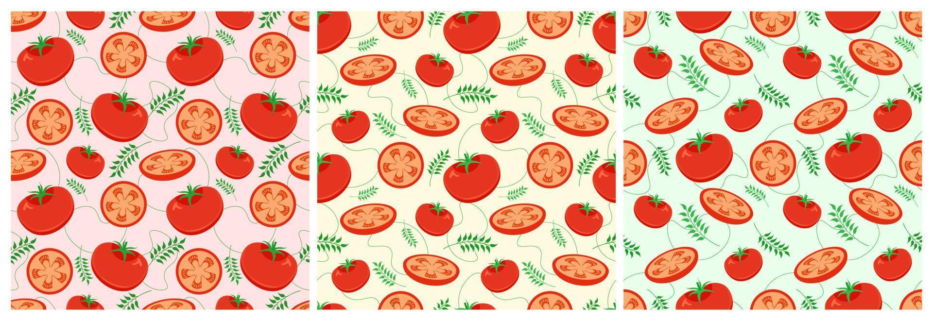 Set of Vegetarian, Fruit or Vegetables Seamless Pattern Design with Fresh, Organic and Natural Food in Hand Drawn Flat Cartoon Background Illustration vector