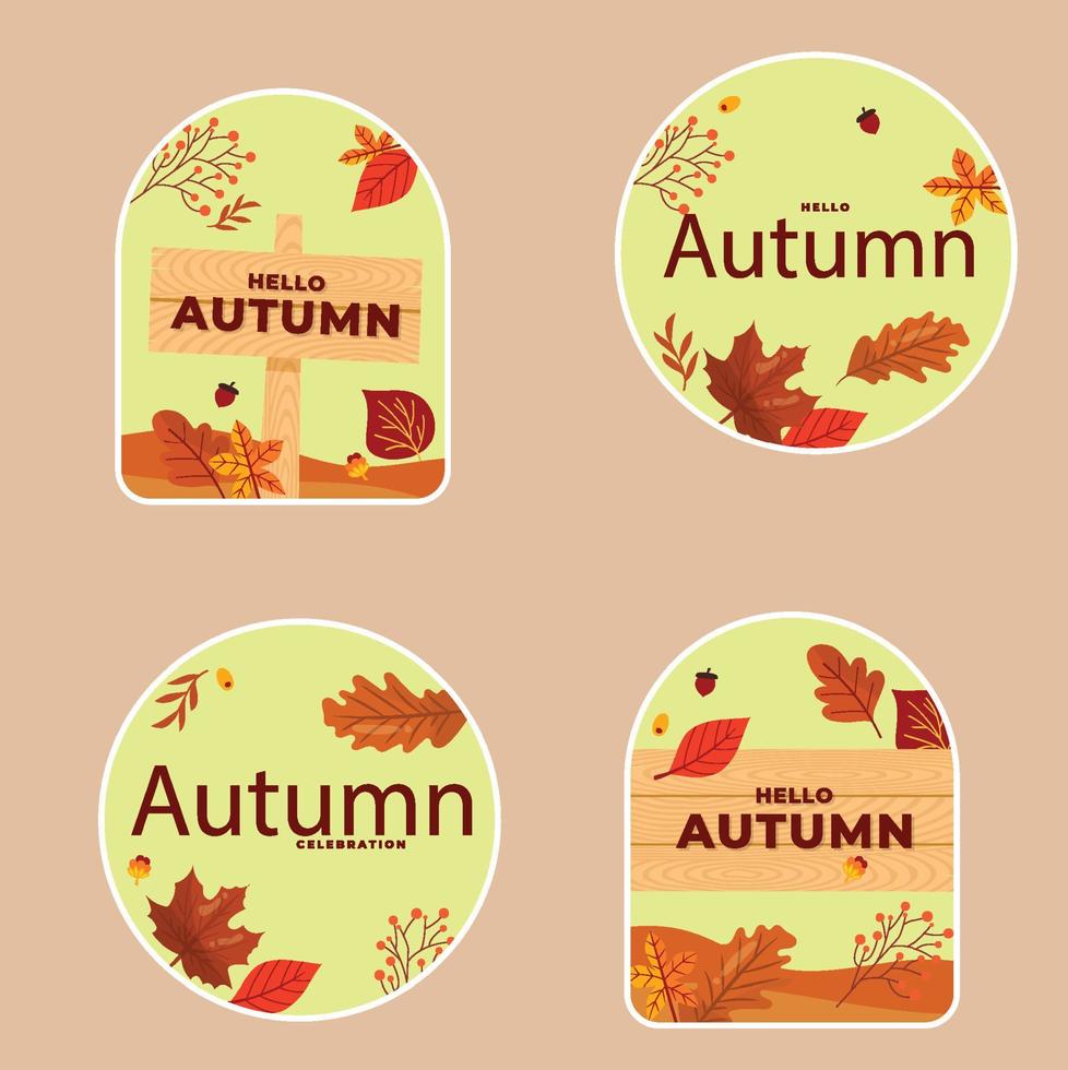 flat labels collection autumn celebration vector