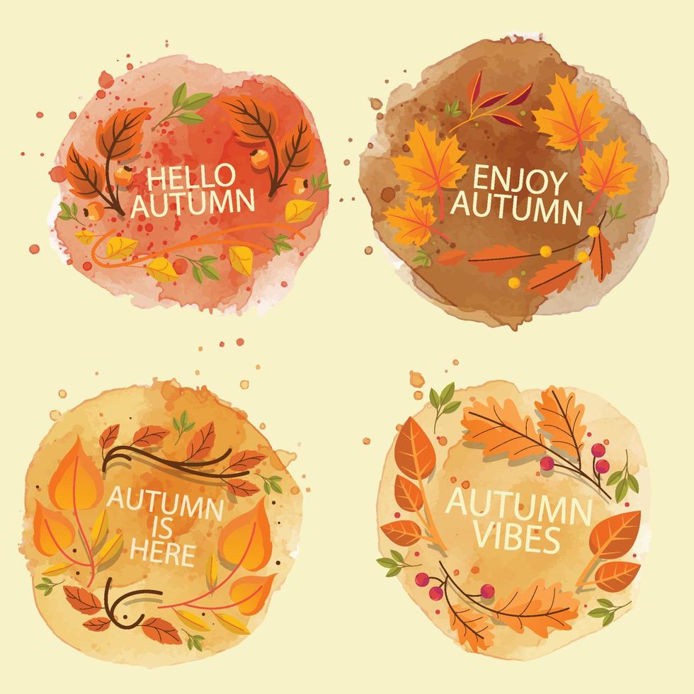 watercolor autumn sale labels collection vector