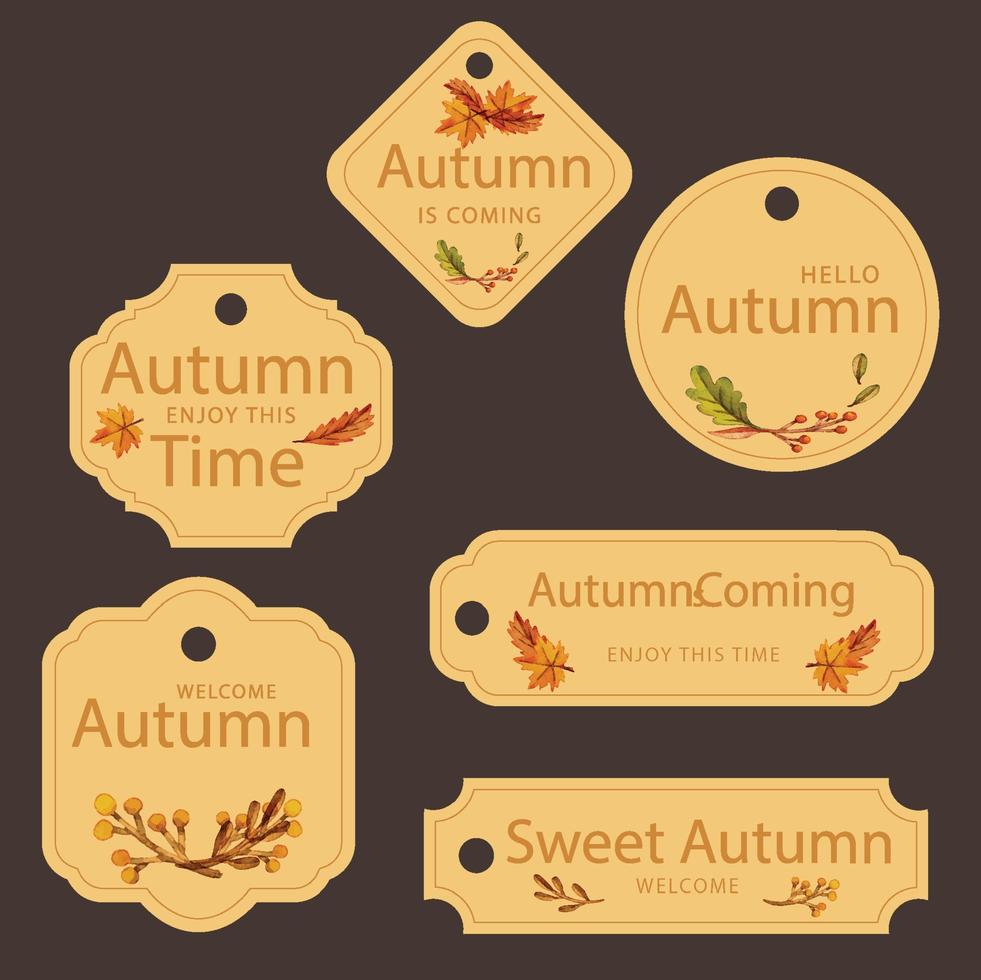 conjunto de seis etiquetas creativas de otoño vector