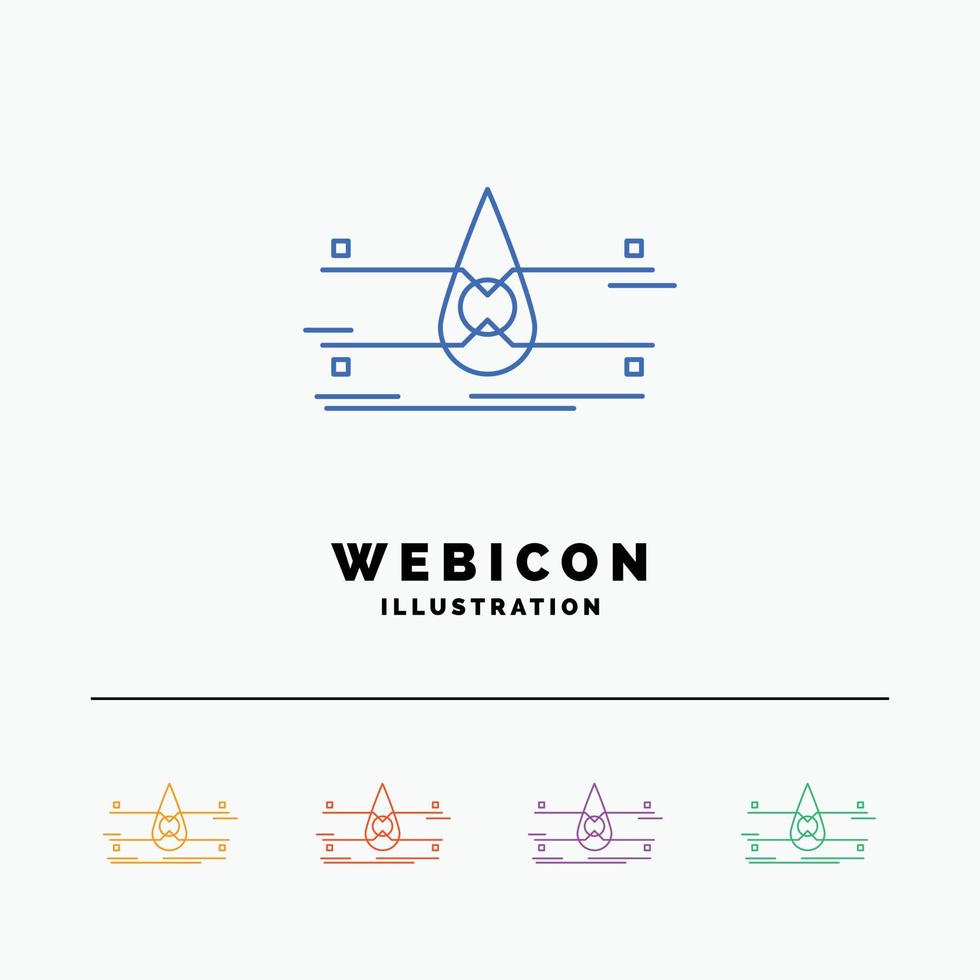 water. Monitoring. Clean. Safety. smart city 5 Color Line Web Icon Template isolated on white. Vector illustration