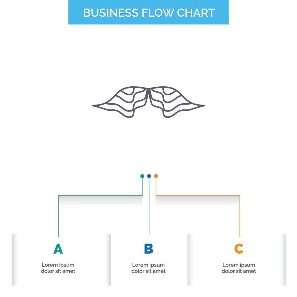 moustache. Hipster. movember. male. men Business Flow Chart Design with 3 Steps. Line Icon For Presentation Background Template Place for text vector