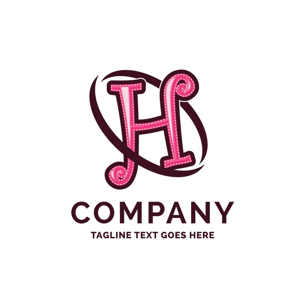 H Company Name Design Pink Beautity Logo Design. Logo Template. Brand Name template Place for Tagline. Creative Logo Design vector