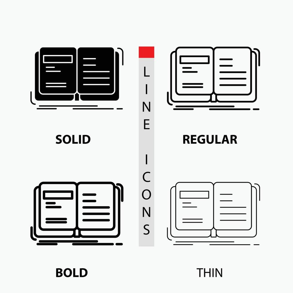 Author. book. open. story. storytelling Icon in Thin. Regular. Bold Line and Glyph Style. Vector illustration