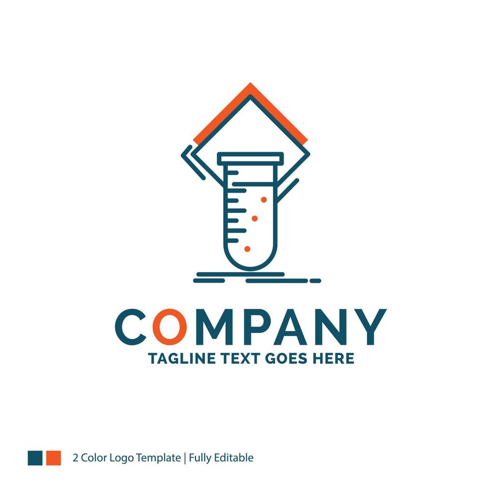 Chemistry. lab. study. test. testing Logo Design. Blue and Orange Brand Name Design. Place for Tagline. Business Logo template. vector