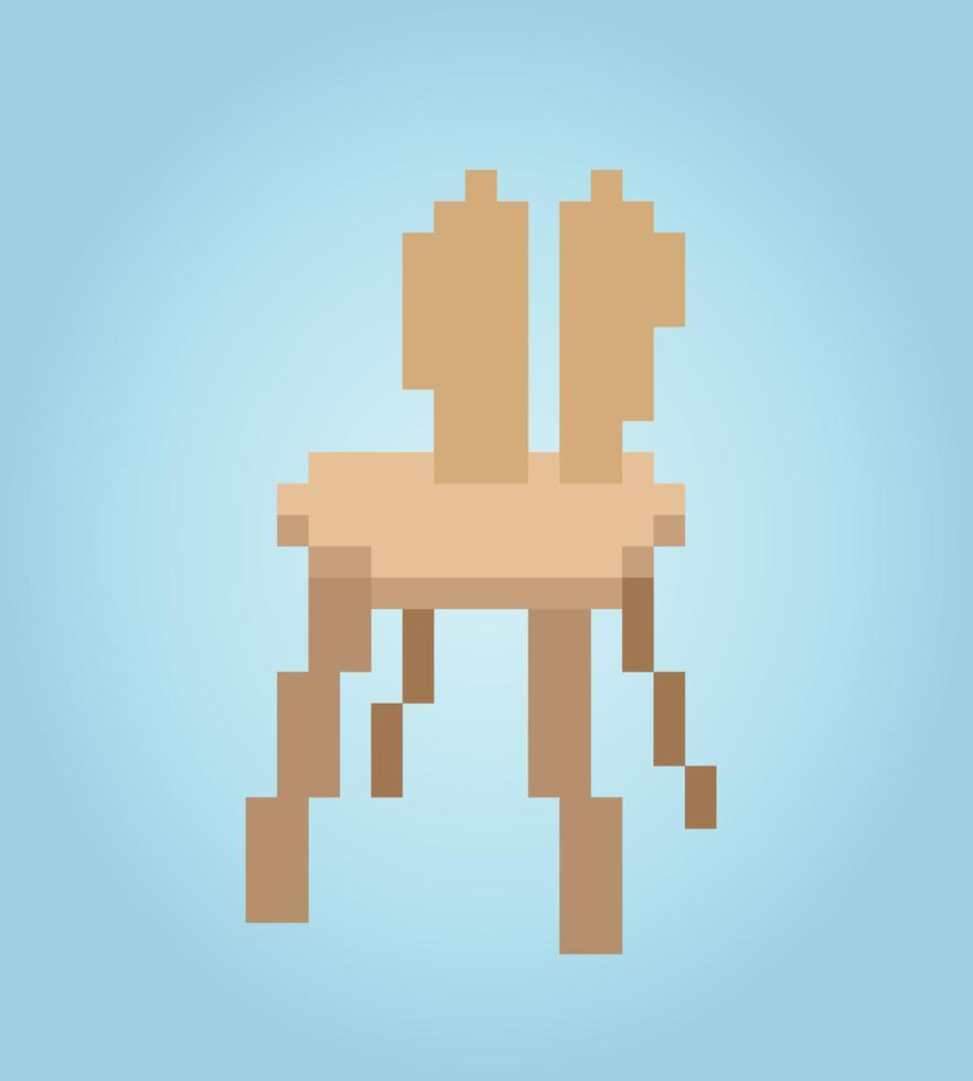 8 bit pixel chair shape rabbit ear in vector illustration for game assets.