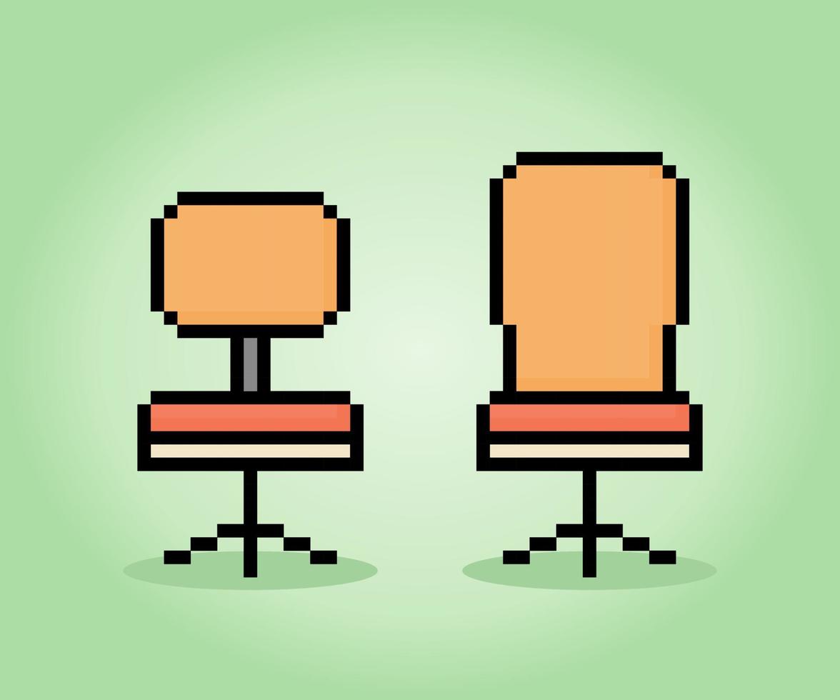 8 bit pixel modern chair in vector illustration for game assets.