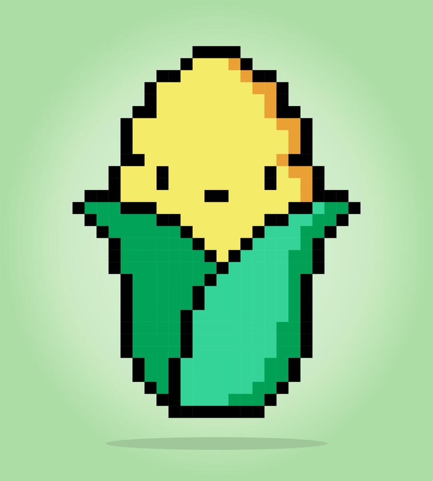 8 bit pixels corn . Vegetables for game assets in vector illustration.