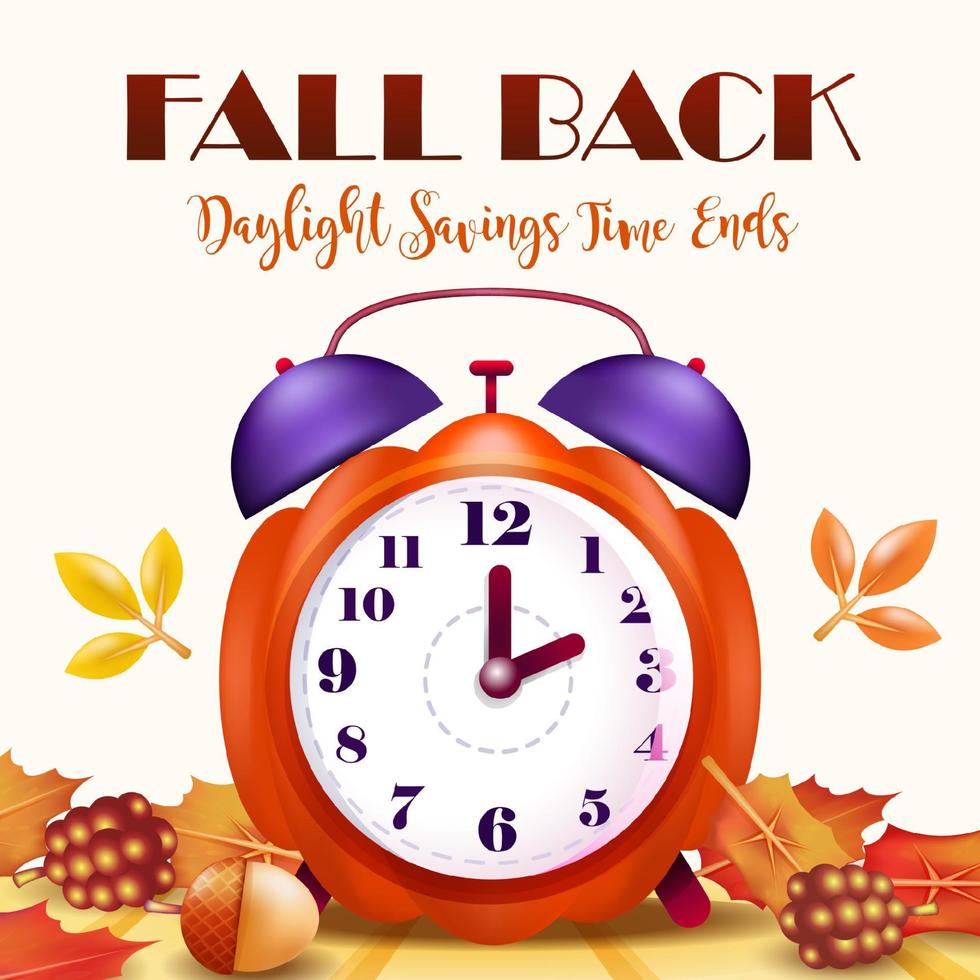 Daylight Savings Time Ends, pumpkin shaped clock. Suitable for events vector