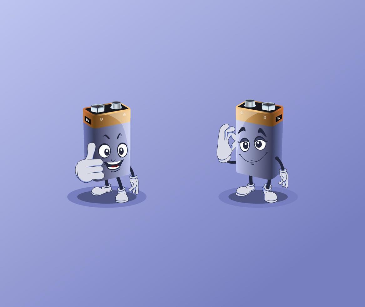 Battery vector characters with face expression.