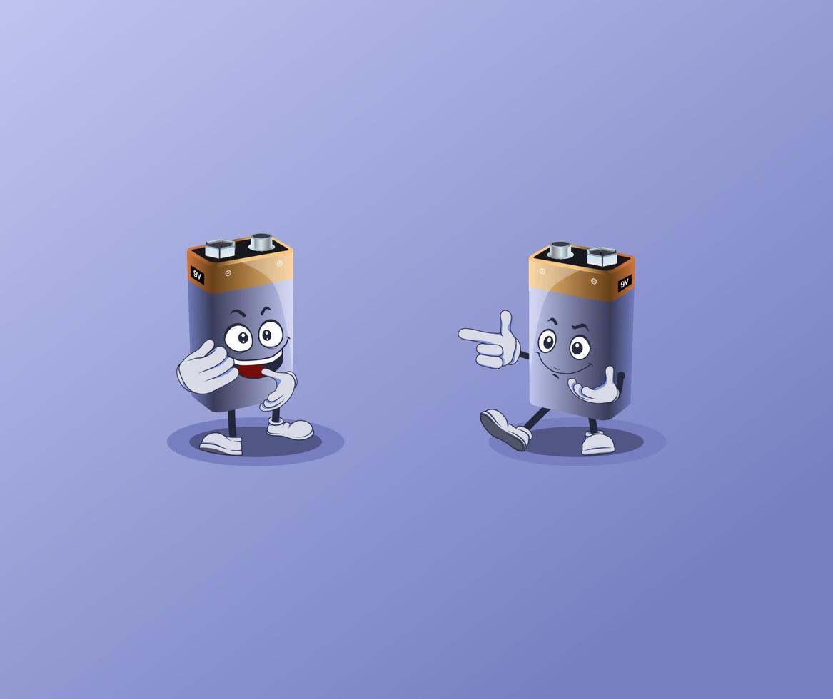 Battery vector characters with face expression.