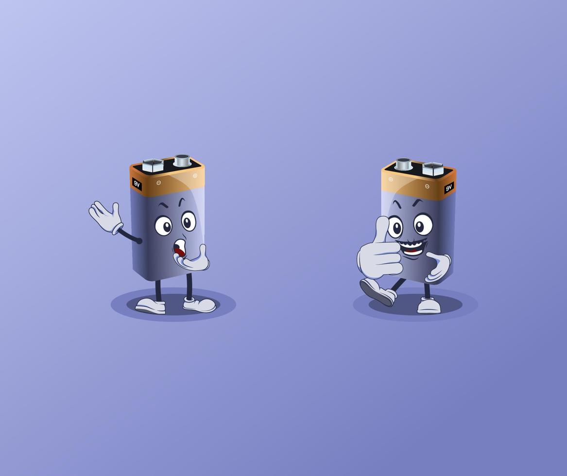 Battery vector characters with face expression.