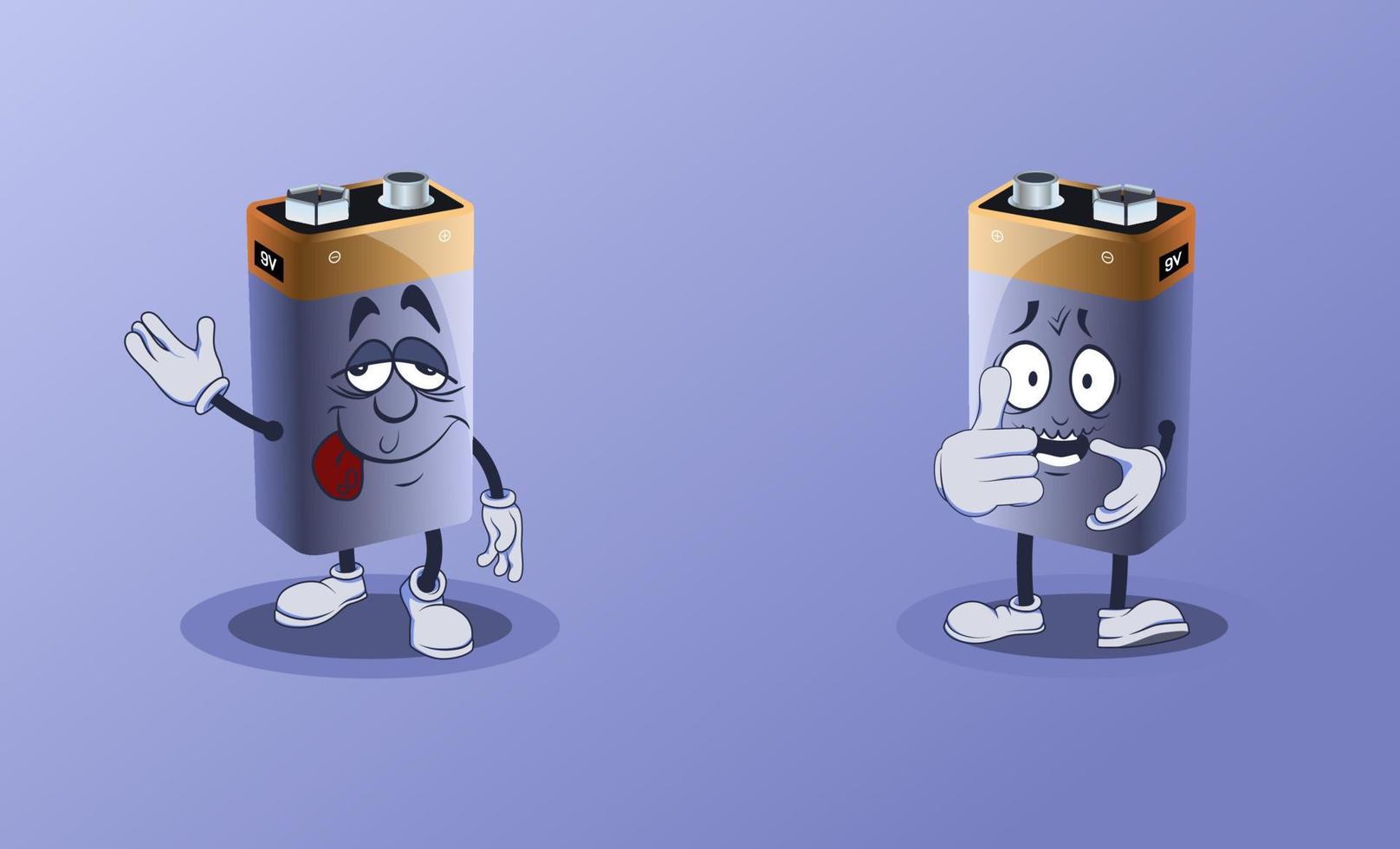 Battery vector characters with face expression.
