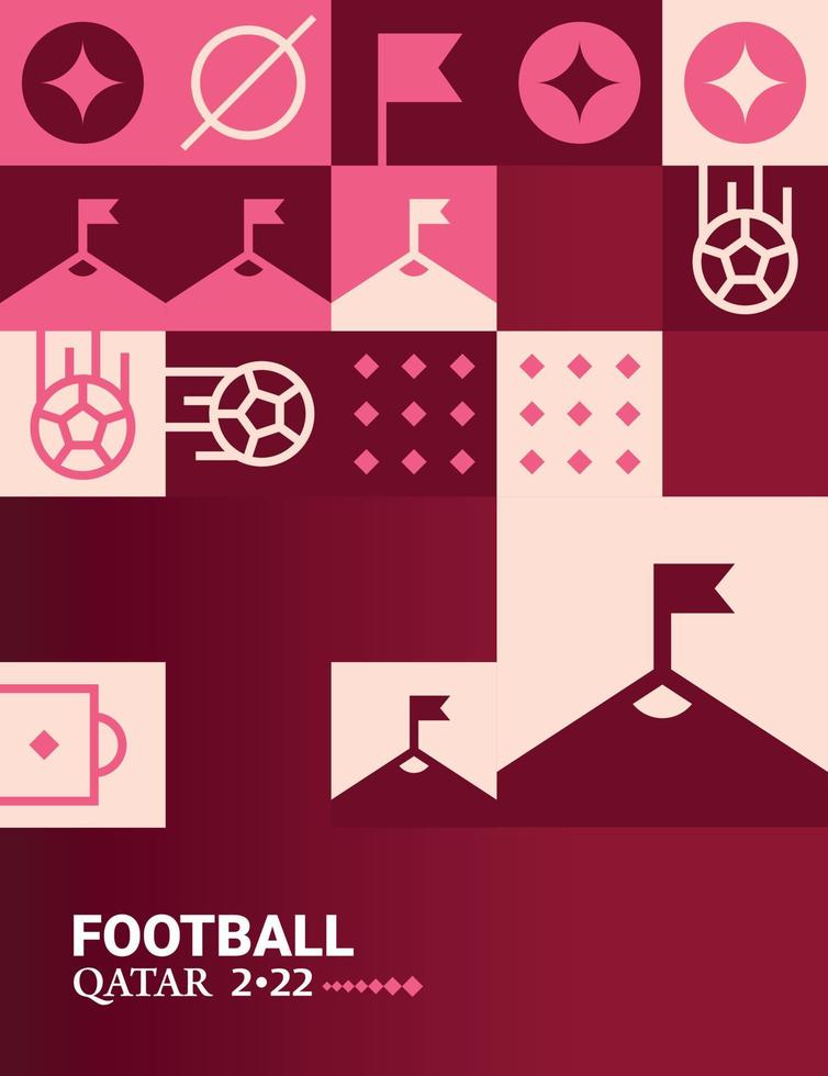 Geometric Poster Football Doha Qatar 2022 Creative. Soccer Web Flyer Template Background vector