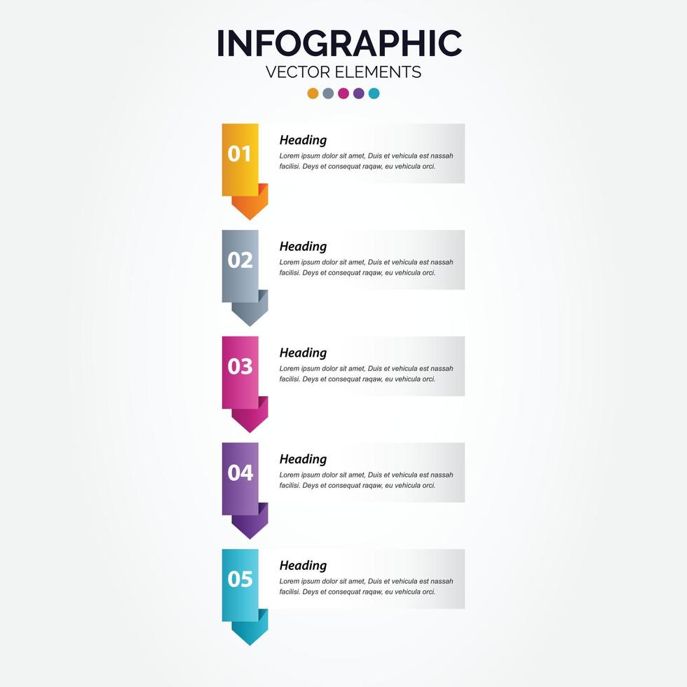 Elements for Vertical Infographic. presentation and chart. steps or processes. options number workflow template design.5 steps. vector