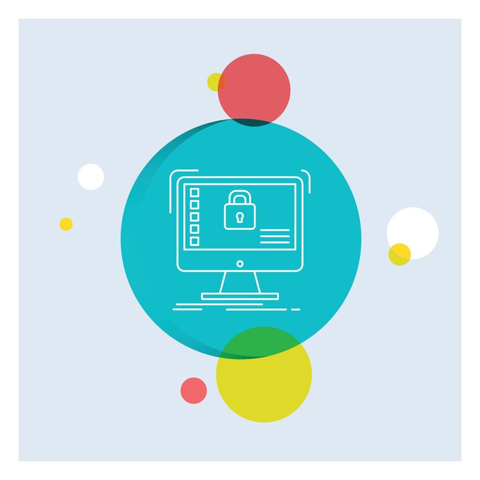 secure. protection. safe. system. data White Line Icon colorful Circle Background vector