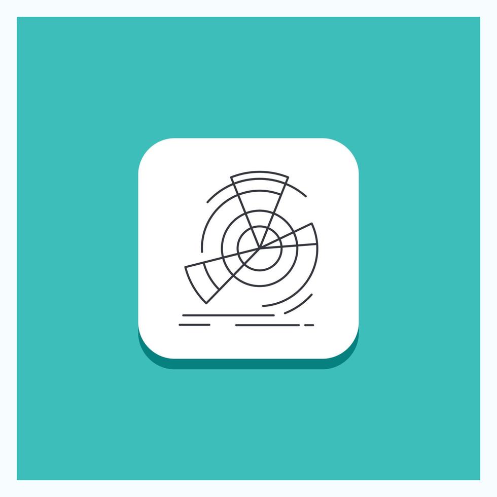 Round Button for Data. diagram. performance. point. reference Line icon Turquoise Background vector