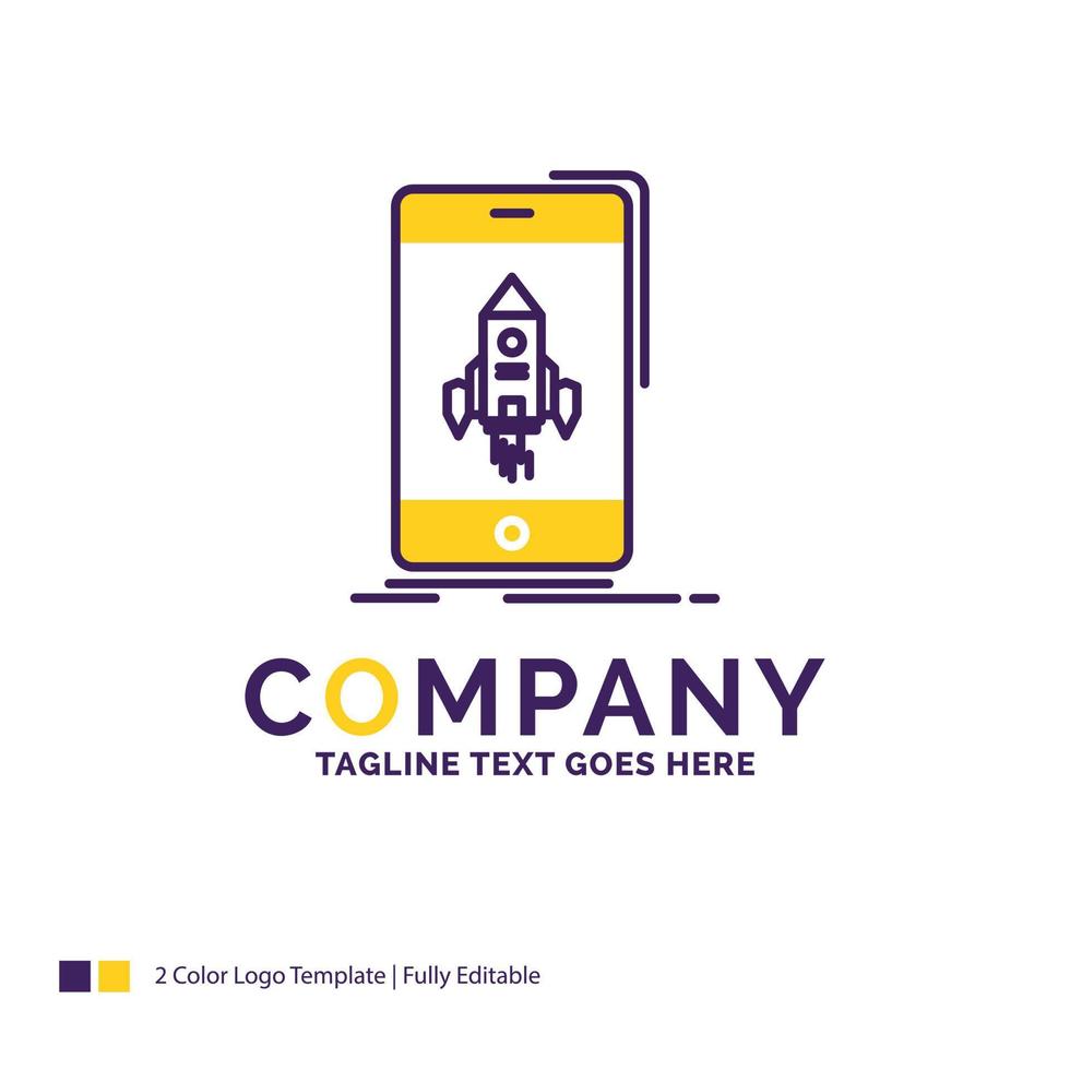 Company Name Logo Design For game. gaming. start. mobile. phone. Purple and yellow Brand Name Design with place for Tagline. Creative Logo template for Small and Large Business. vector