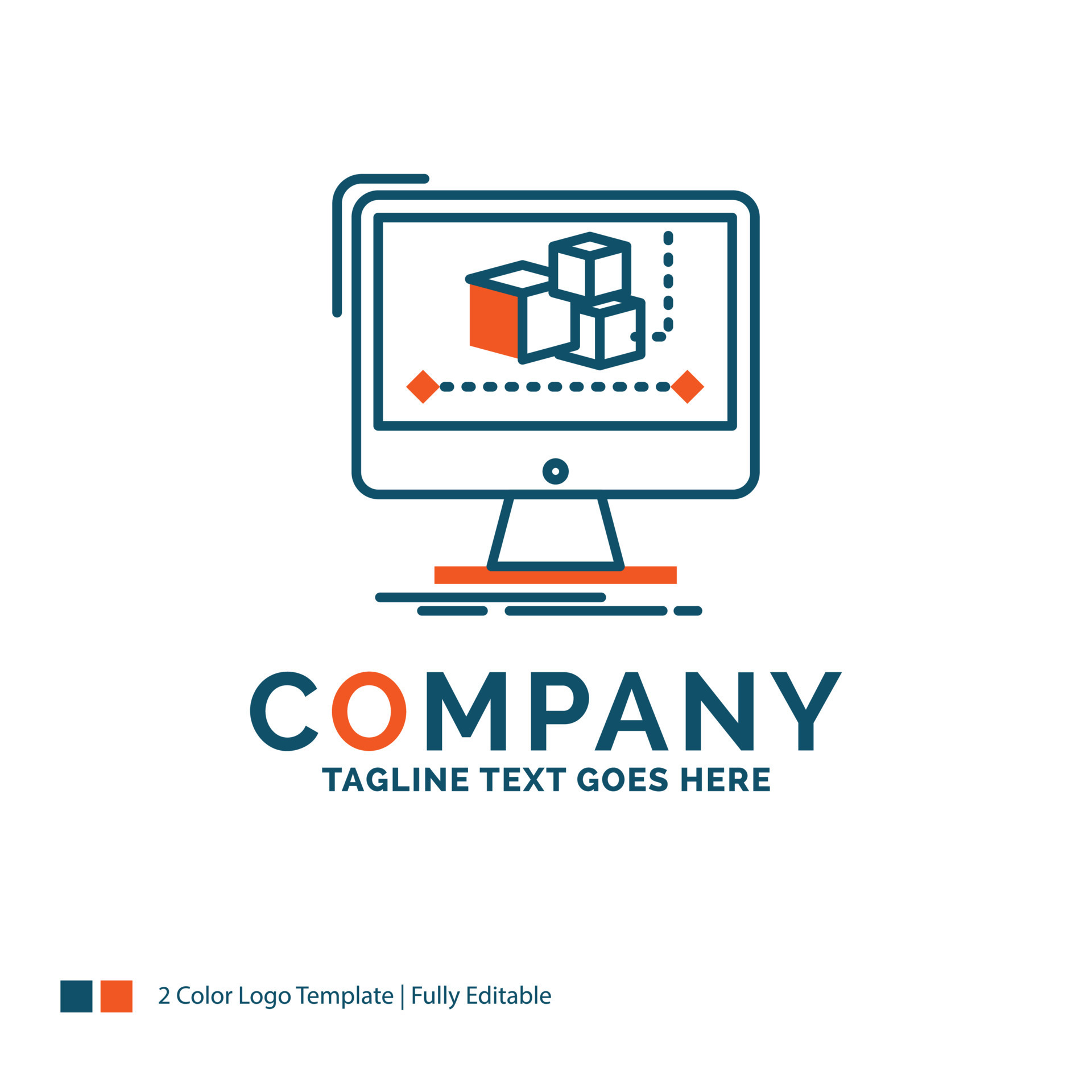 Animation. computer. editor. monitor. software Logo Design. Blue and