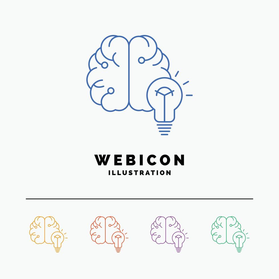 idea. business. brain. mind. bulb 5 Color Line Web Icon Template isolated on white. Vector illustration