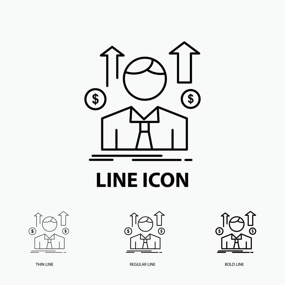 Business. man. avatar. employee. sales man Icon in Thin. Regular and Bold Line Style. Vector illustration