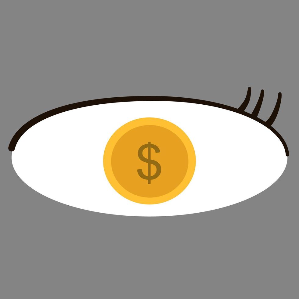 Illustration of gold digger eye. Corruption and bribery concept vector