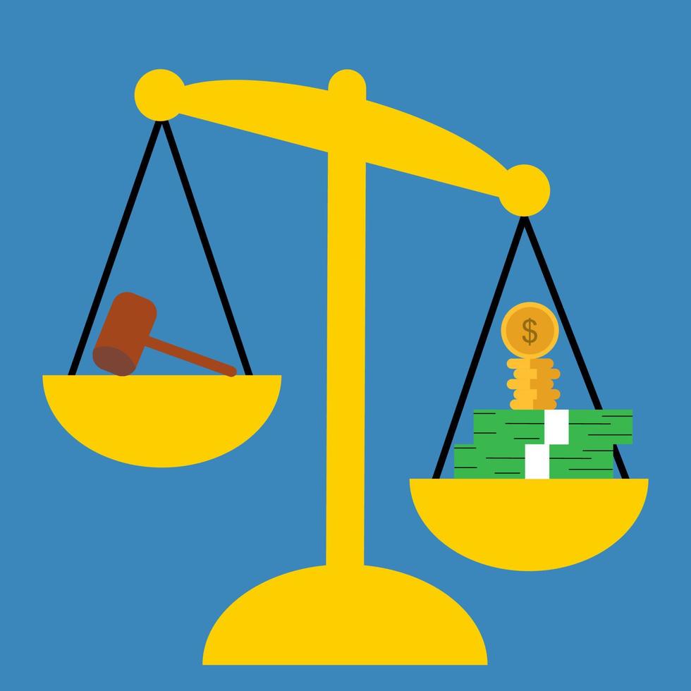 Injustice illustration. Concept of corruption in law enforcement vector
