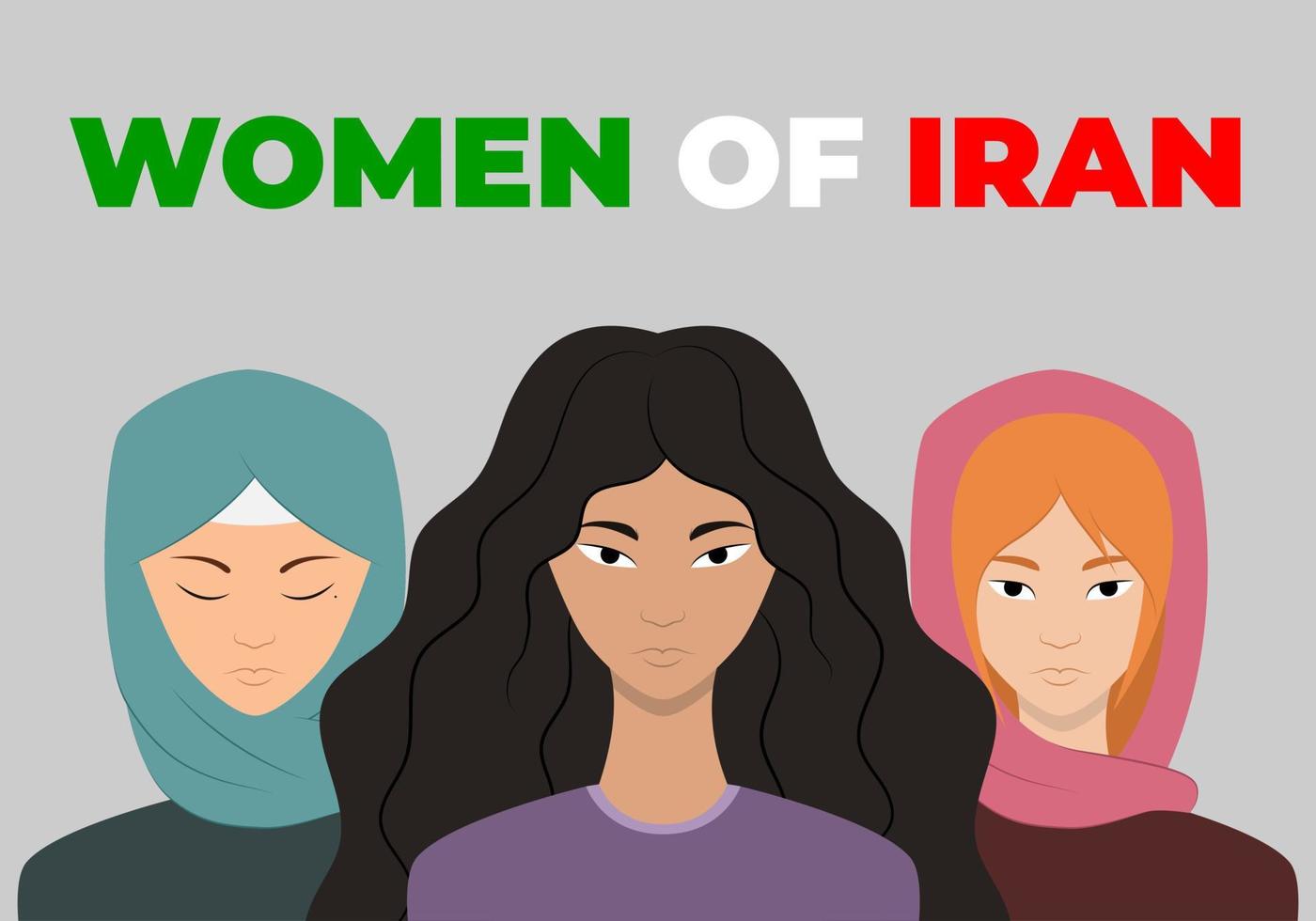 The women of Iran. Iran protests. Freedom. Stop violence. Grey