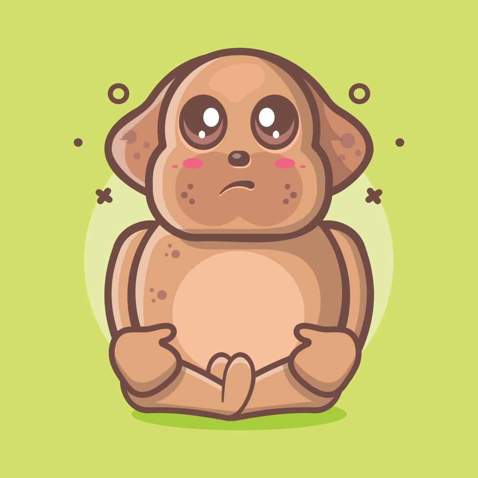 funny dog animal character mascot with sad expression isolated cartoon in flat style design vector