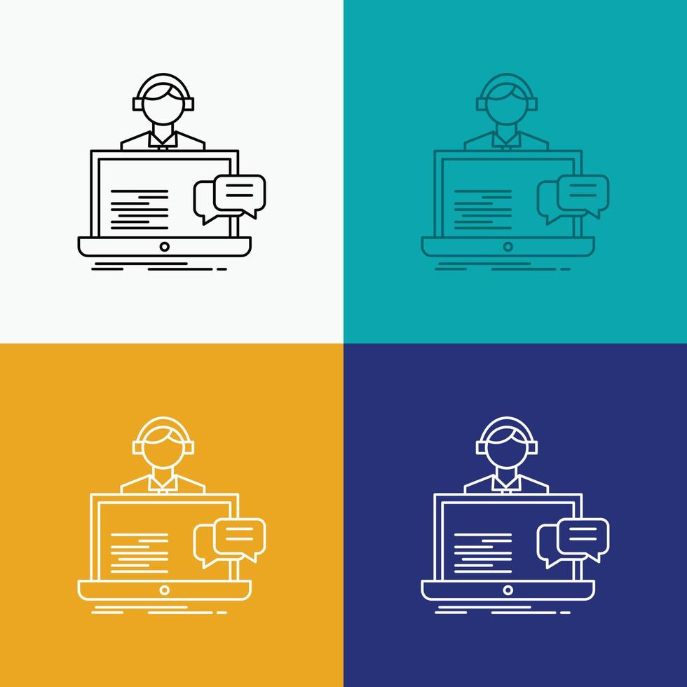support. chat. customer. service. help Icon Over Various Background. Line style design. designed for web and app. Eps 10 vector illustration