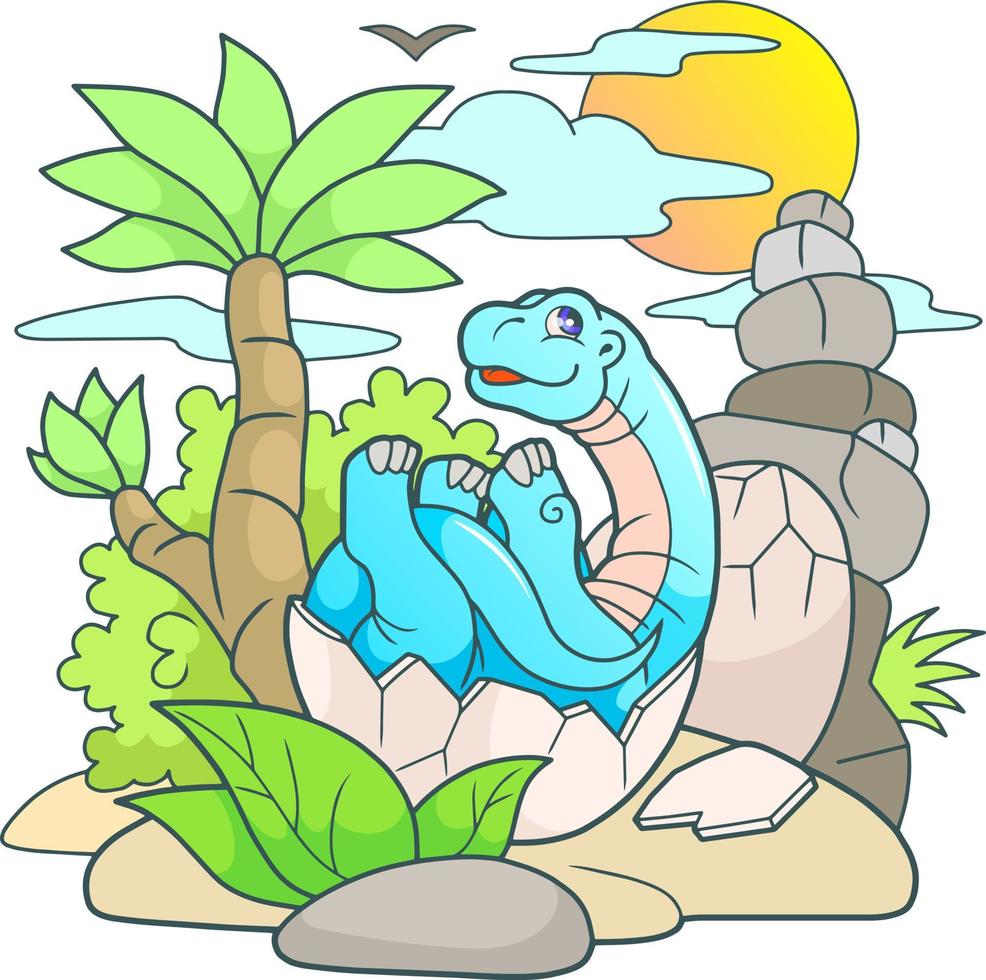 cute newborn dinosaur vector