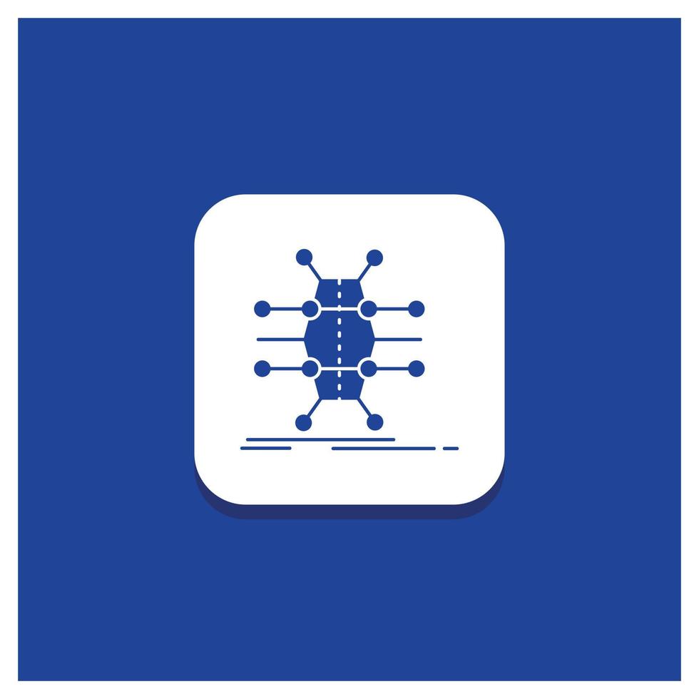 Blue Round Button for Distribution. grid. infrastructure. network. smart Glyph icon vector