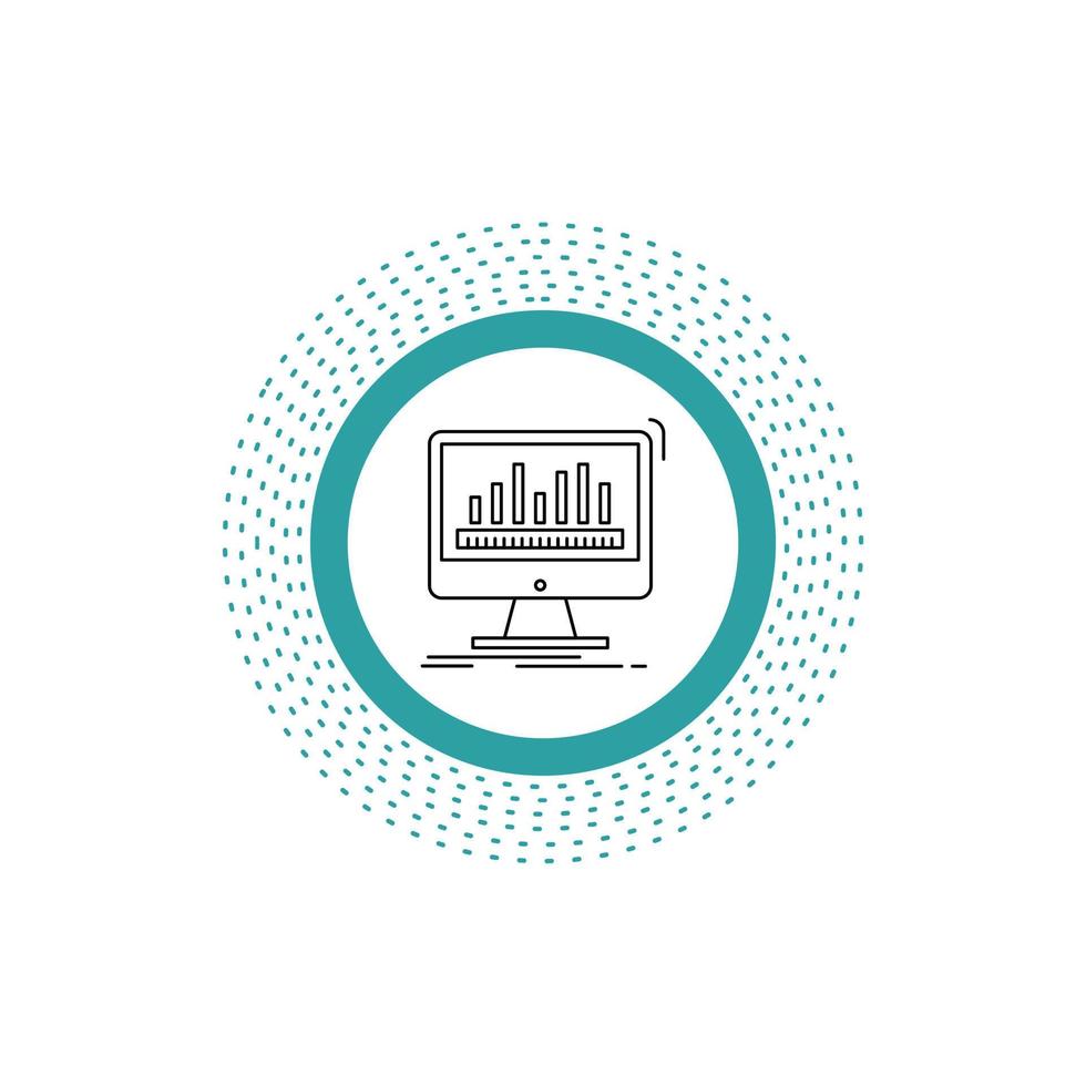 analytics. processing. dashboard. data. stats Line Icon. Vector isolated illustration