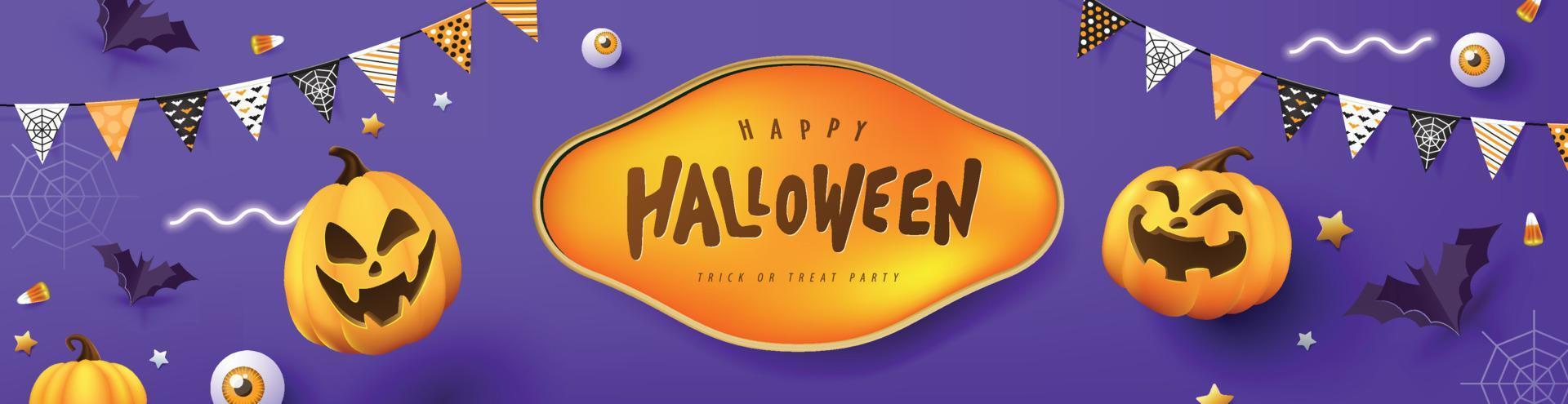 Halloween banner design with pumpkins Festive Elements Halloween vector