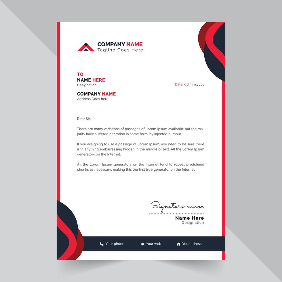 Business Letterhead Template With Red Shape vector