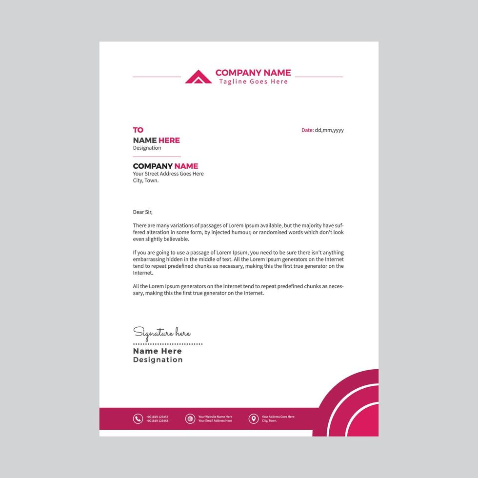 Modern Corporate Letterhead Design Template With Red Shapes vector