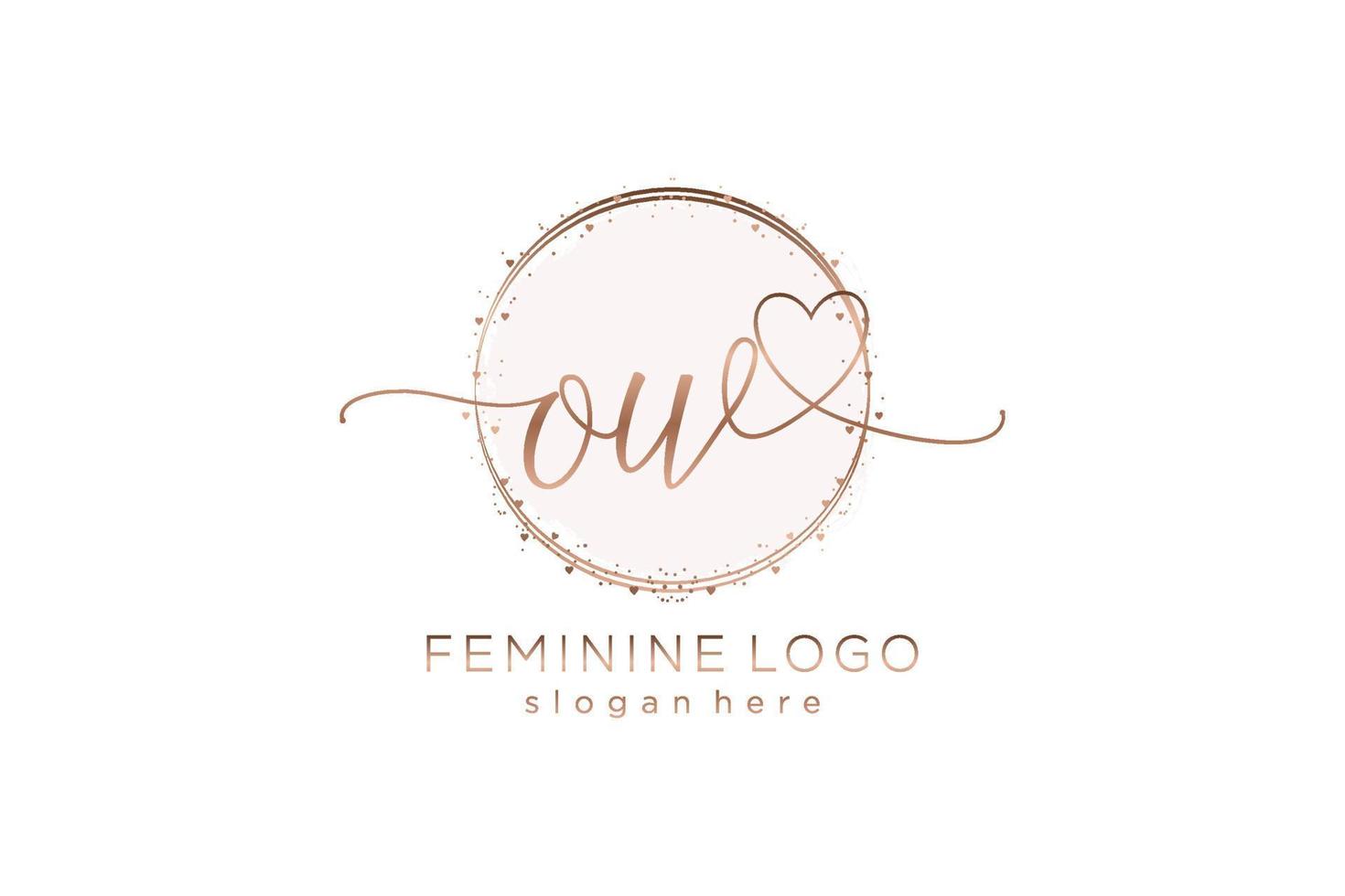Initial OW handwriting logo with circle template vector logo of initial wedding, fashion, floral and botanical with creative template.