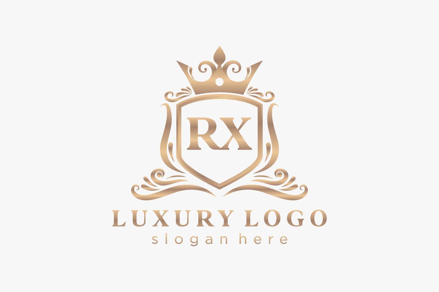 Initial RX Letter Royal Luxury Logo template in vector art for Restaurant, Royalty, Boutique, Cafe, Hotel, Heraldic, Jewelry, Fashion and other vector illustration.