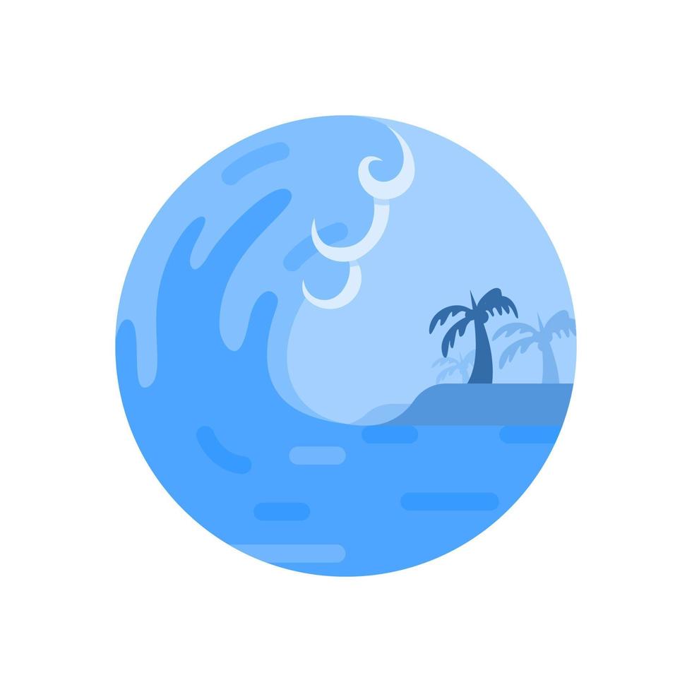 Tsunami Icon with Wave on a Beach Shore Vector Natural Disaster Illustration Design