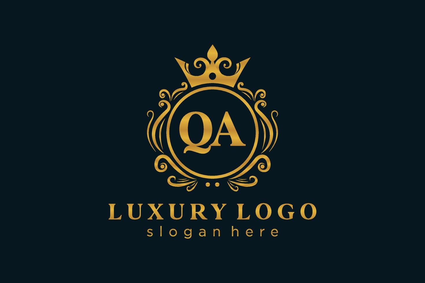 Initial QA Letter Royal Luxury Logo template in vector art for Restaurant, Royalty, Boutique, Cafe, Hotel, Heraldic, Jewelry, Fashion and other vector illustration.