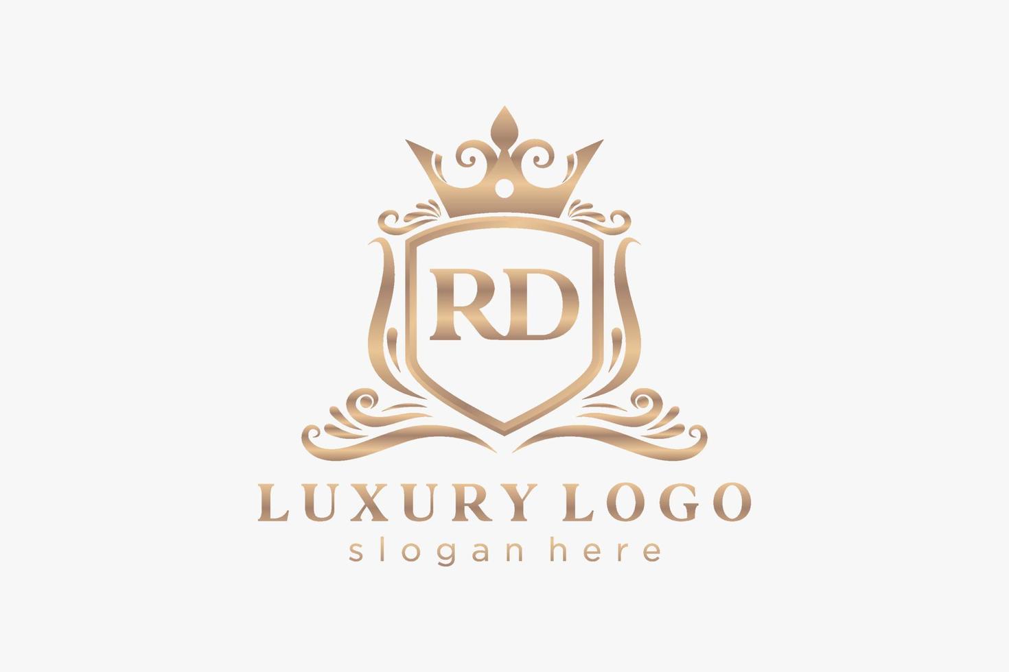 Initial RD Letter Royal Luxury Logo template in vector art for Restaurant, Royalty, Boutique, Cafe, Hotel, Heraldic, Jewelry, Fashion and other vector illustration.