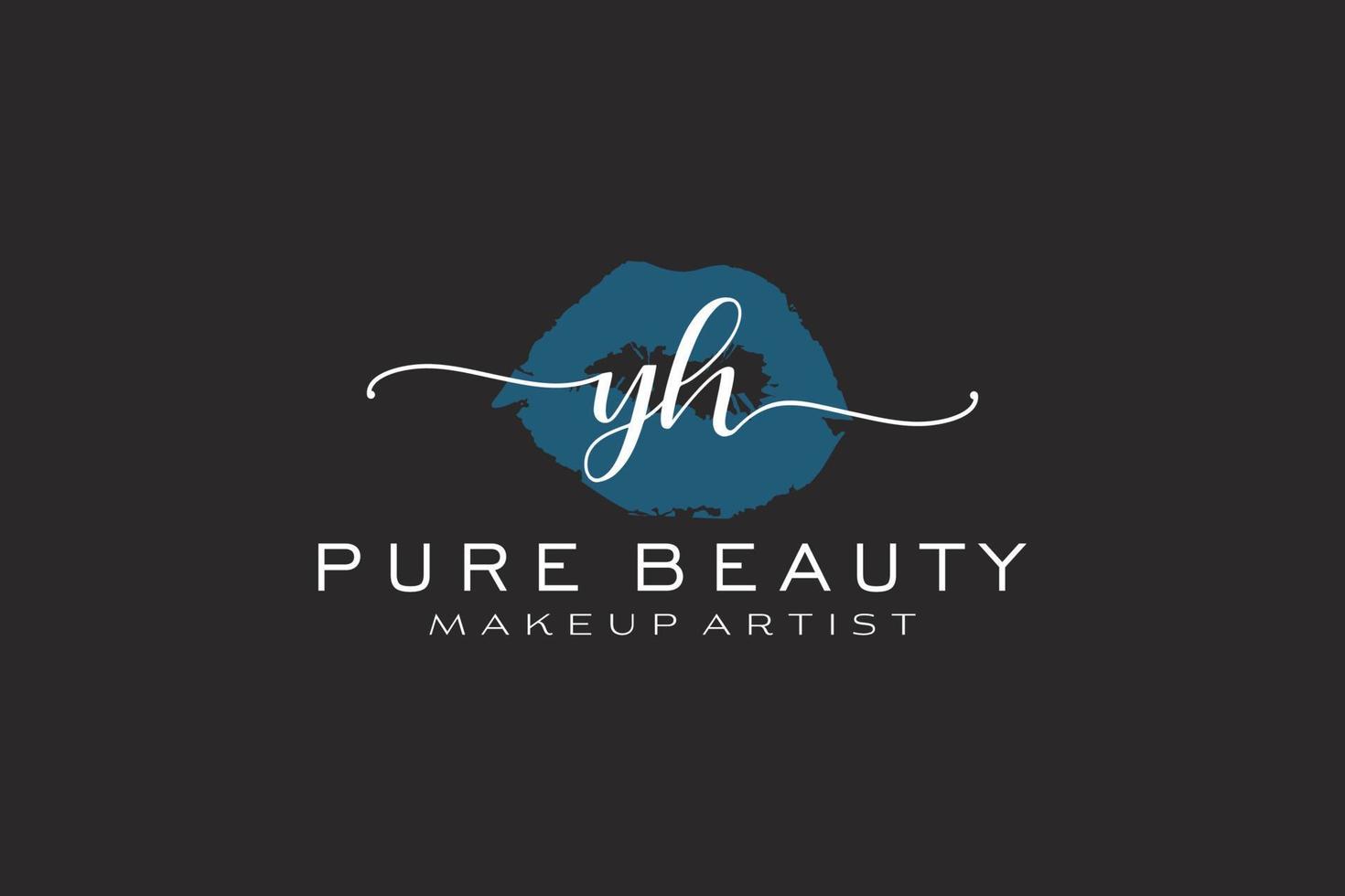 Initial YH Watercolor Lips Premade Logo Design, Logo for Makeup Artist