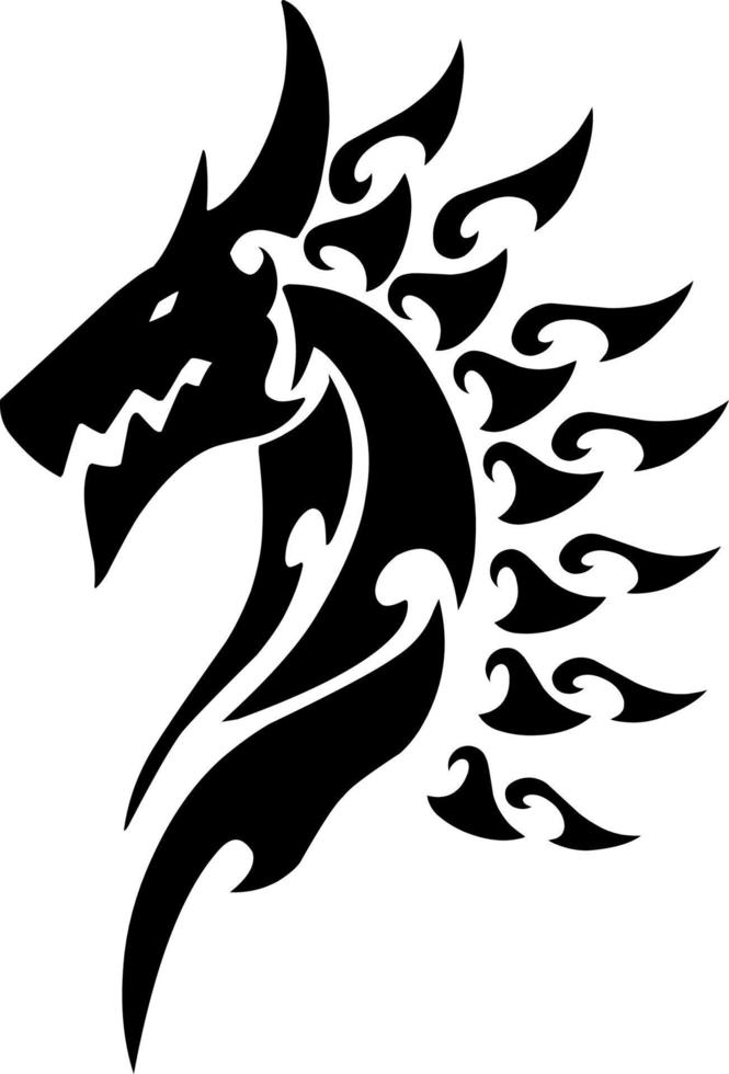 ilustración vectorial gráfico de arte tribal tatuaje cabeza dragón diseño vector