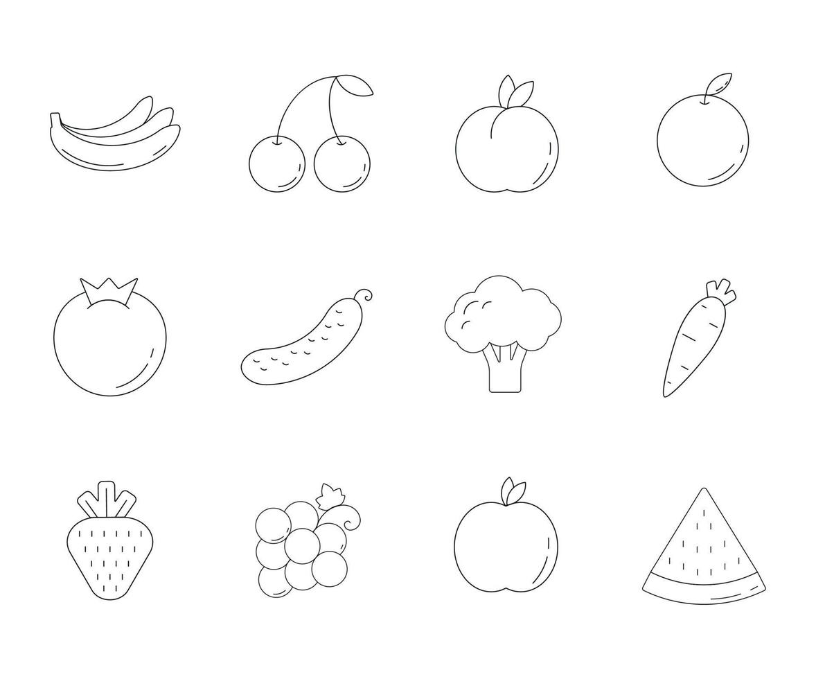 Food line icons vector