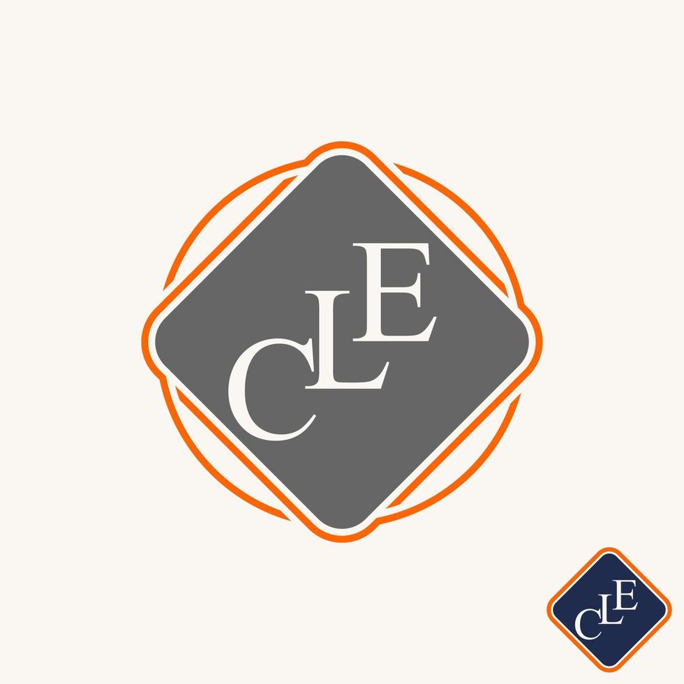 Simple and unique letter or word CLE serif font from bottom to top on rectangular image graphic icon logo design abstract concept vector stock. Can be used as symbol related to law or education
