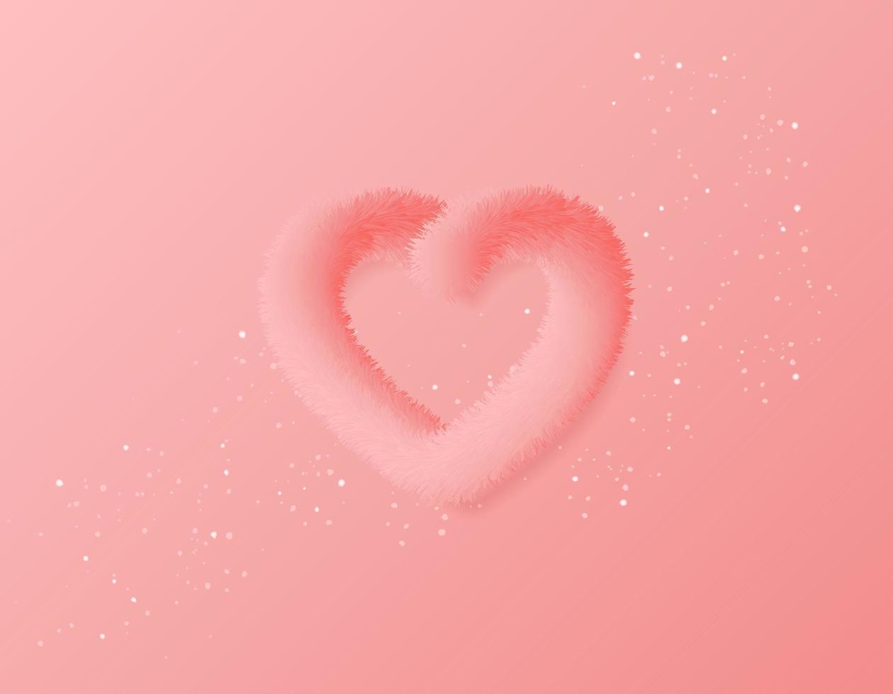 Modern Happy Valentine's day poster or cover. Beautiful cover with3D fluffy heart on pink background. Vector illustration. Vector illustration